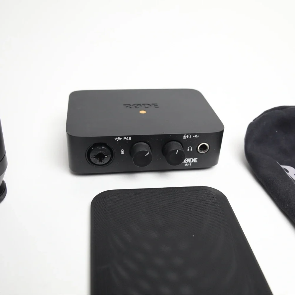 Sleek Black Microphone with Shock Mount